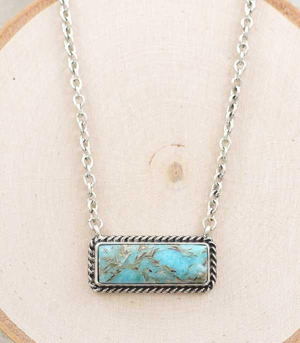 Maggie Stone Bar Necklace Turquoise