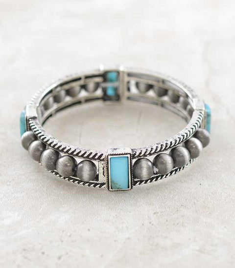 Turquoise & Navajo Pearl Stretch Bracelet
