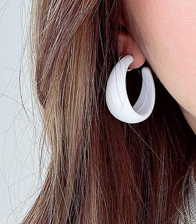 Matte White Hoop Earrings