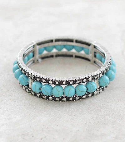 Western Navajo Pearl Stretch Bracelet Turquoise