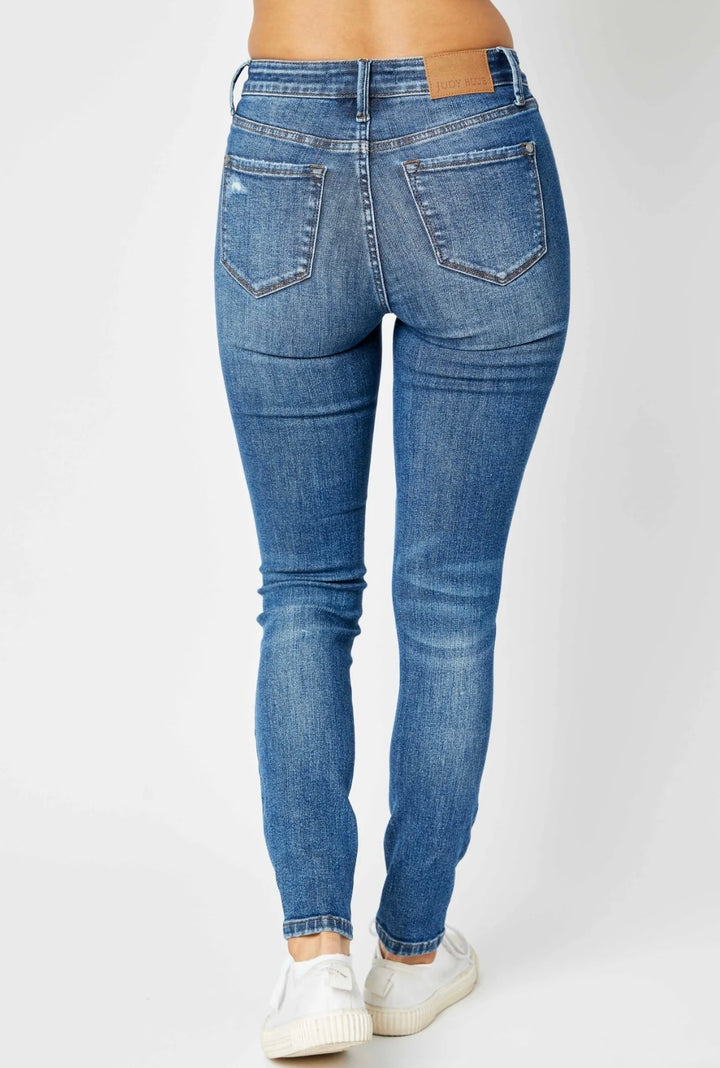 Mid Rise Tummy Control Distressed Skinny JB 88798