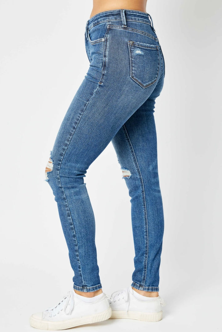 Mid Rise Tummy Control Distressed Skinny JB 88798