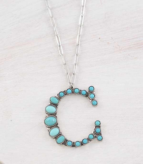 Turquoise Initial Necklace (13 Options)