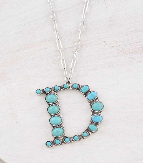 Turquoise Initial Necklace (13 Options)