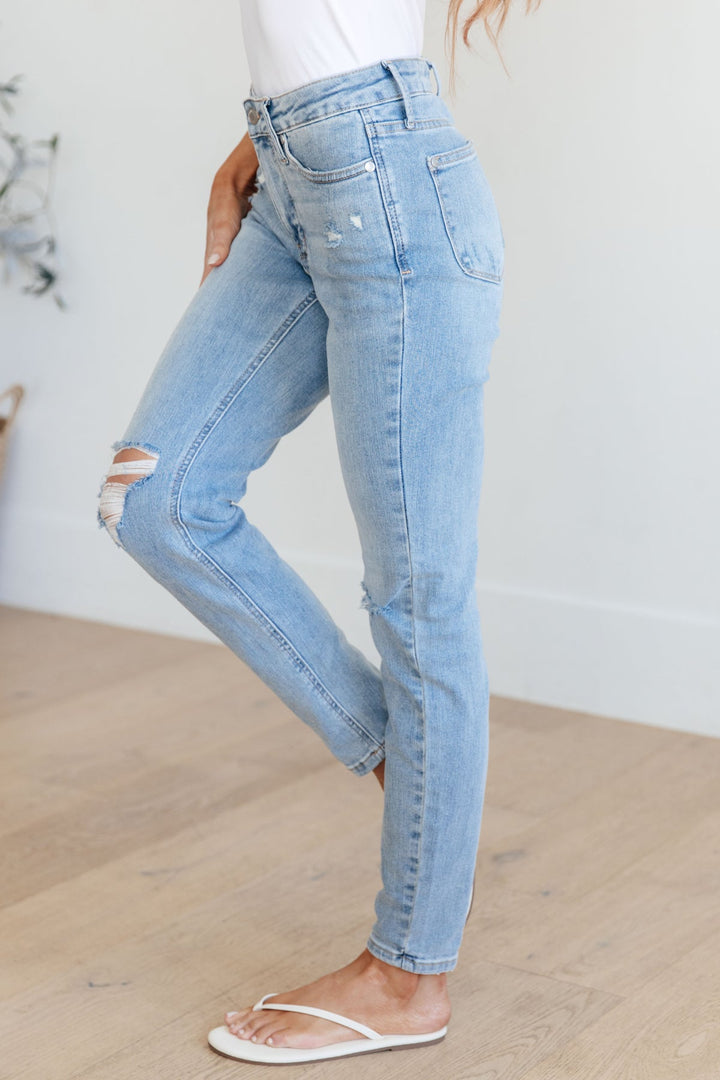 Mid Rise Tummy Control Distressed Skinny JB 88797