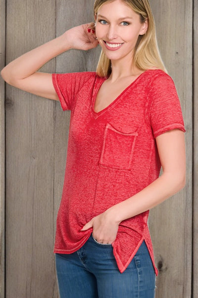 Washed Burnout Top Ruby