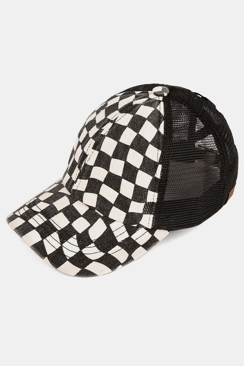C.C. Checkered Criss Cross Hat White