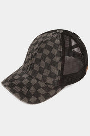 C.C. Checkered Criss Cross Hat Black