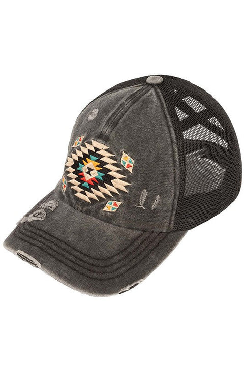 C.C. Aztec Criss Cross Hat Black