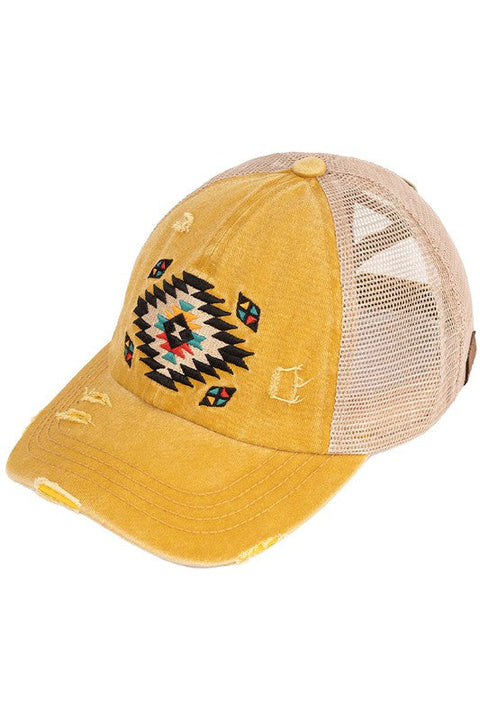 C.C. Aztec Criss Cross Hat Mustard