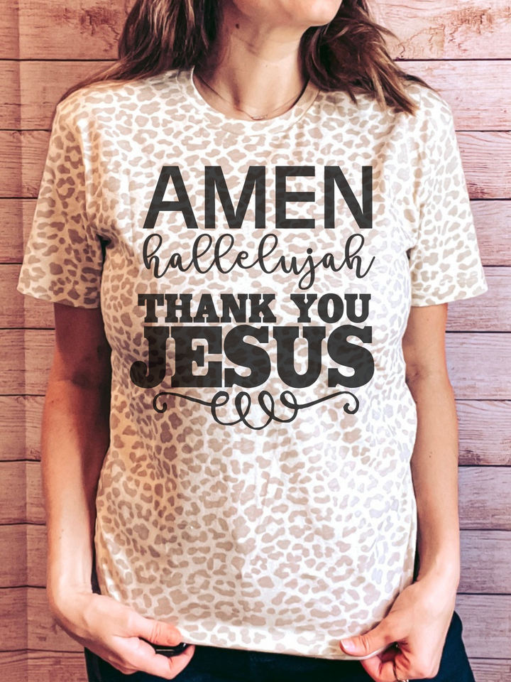 Thank You Jesus Leopard Graphic Tee