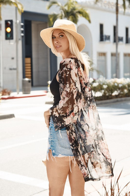 Merlotte Mesh Floral Kimono