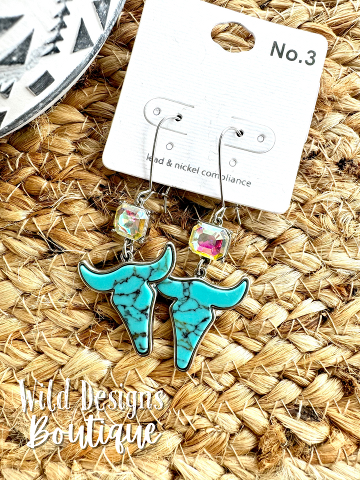 Staci Steer Earrings Turquoise