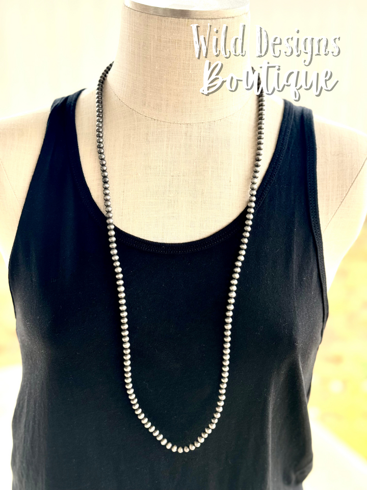 Charlotte Navajo Pearl Beaded Necklace 36”