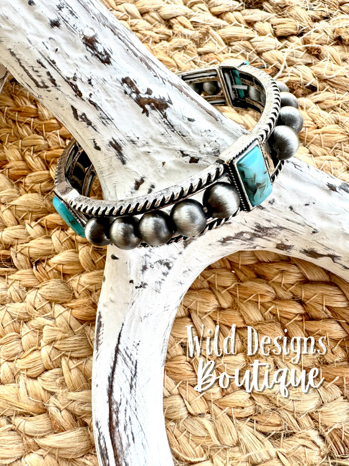 Piper Turquoise & Navajo Pearl Stretch Bracelet