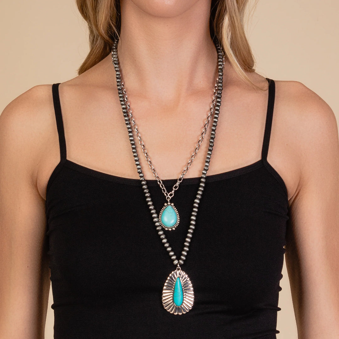 Sunrise Layered Necklace Turquoise