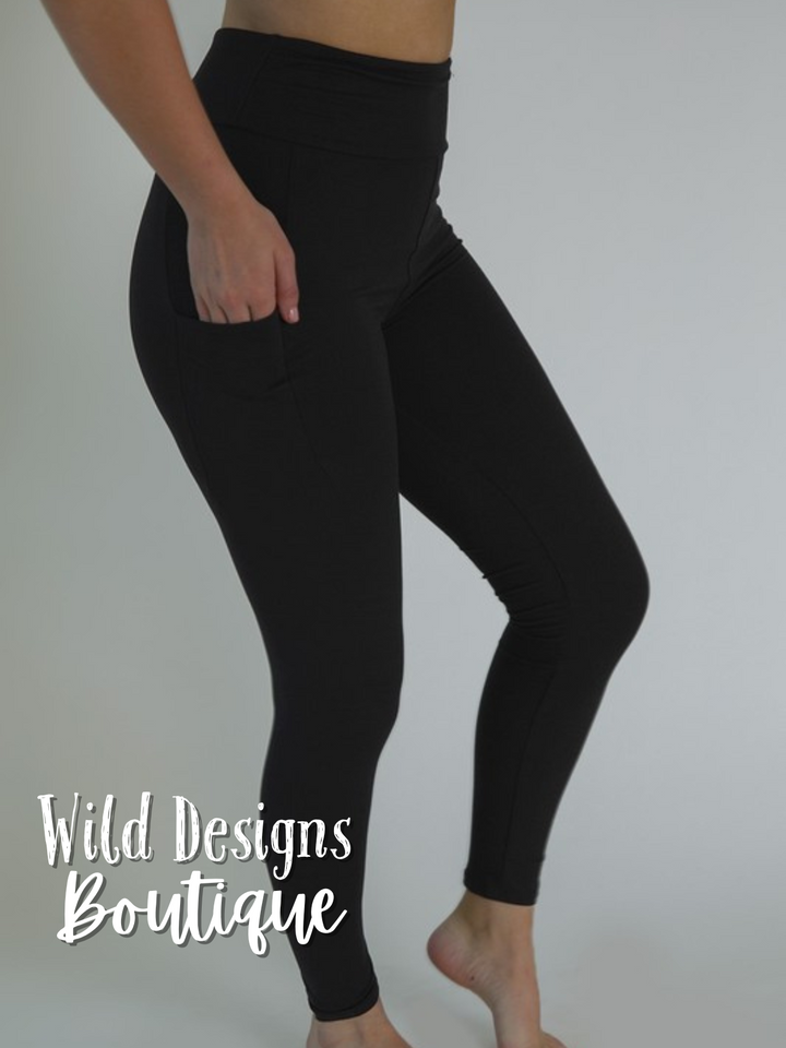 Solid Black Pocket Leggings