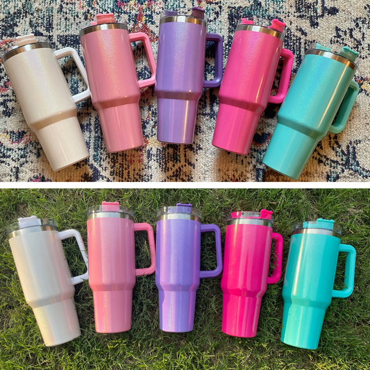 Insulated Shimmer Tumbler in White