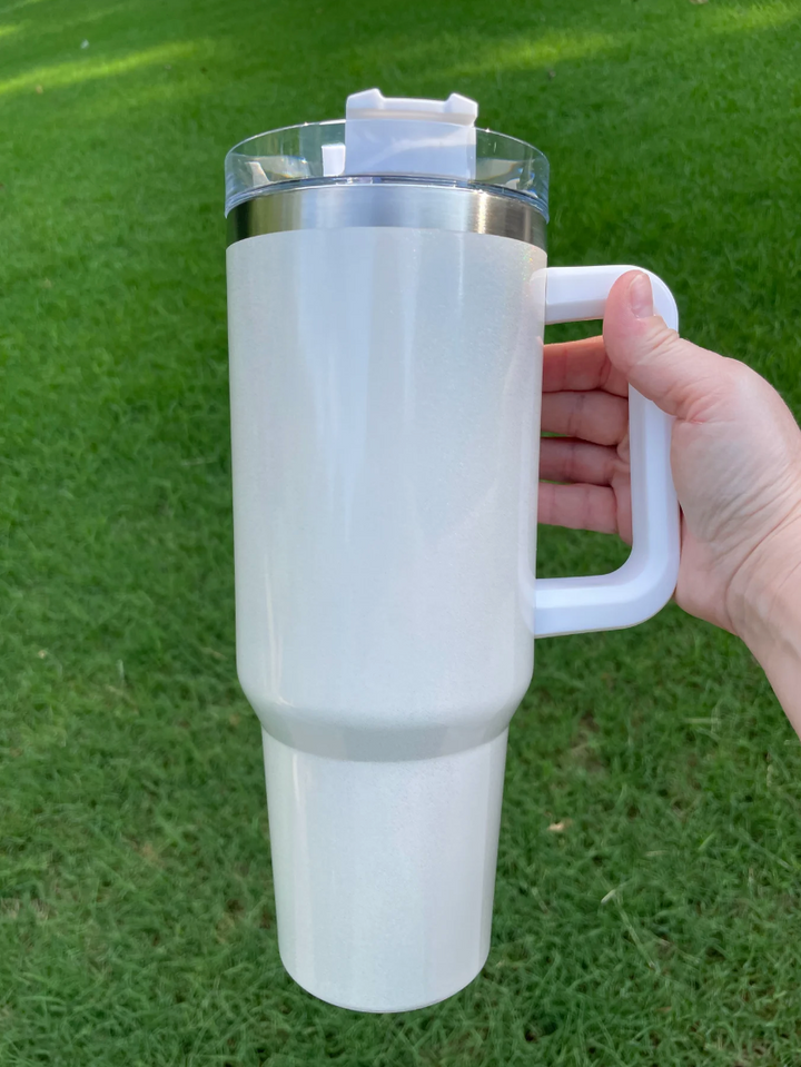 Insulated Shimmer Tumbler in White