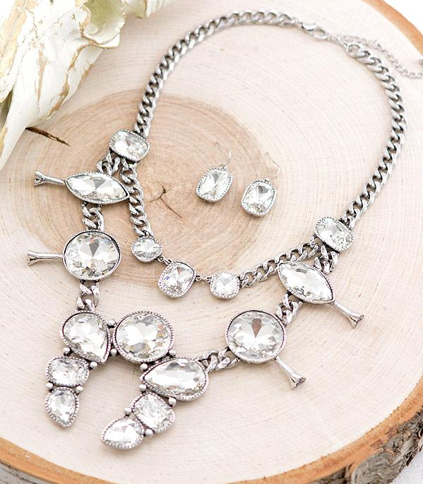 Camila Crystal Squash Blossom Necklace Set Clear