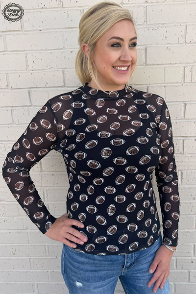 Girls of Fall Football Mesh Layering Top