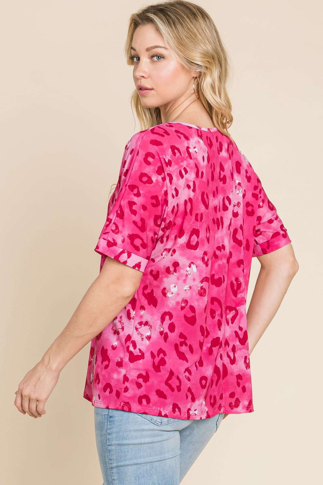 Relaxed Fit Pink Leopard Top