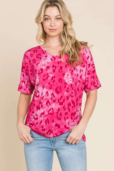 PREORDER!! Relaxed Fit Pink Leopard Top