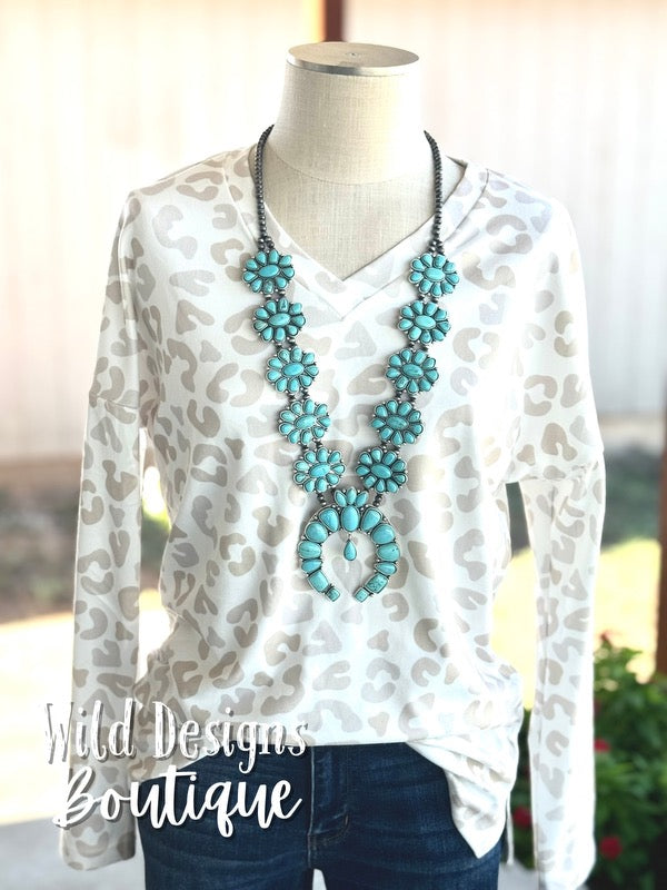 Destiny V Neck Leopard Long Sleeve Top