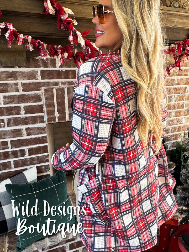Plaid Thumby Hole Cardigan