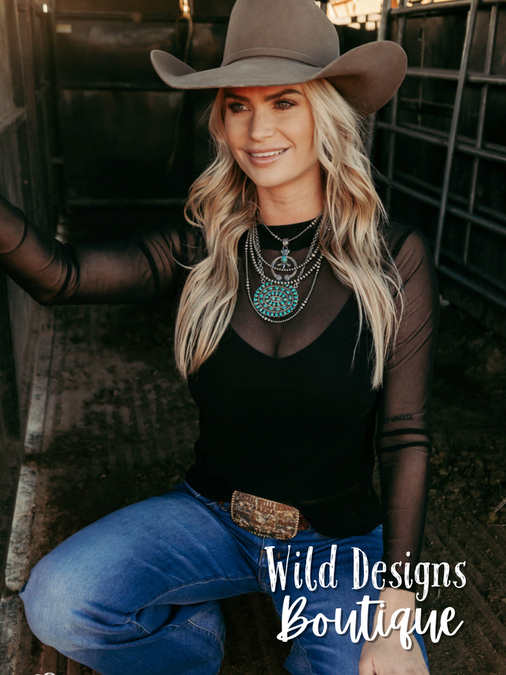 Night Sky Mesh Layering Top