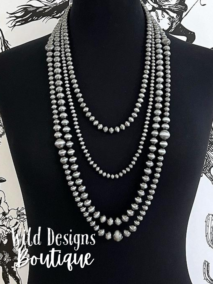 April Layered Navajo Pearl Necklace
