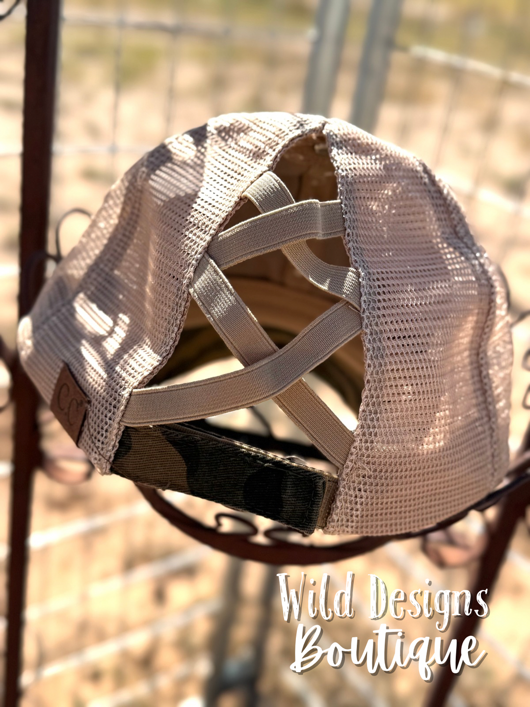 The Cool Wife Frayed Patch Camo/Beige Hat
