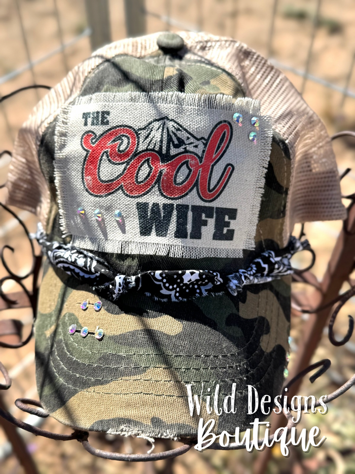 The Cool Wife Frayed Patch Camo/Beige Hat