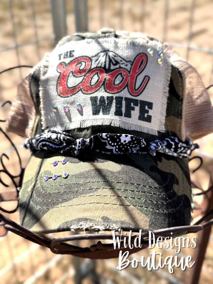 The Cool Wife Frayed Patch Camo/Beige Hat