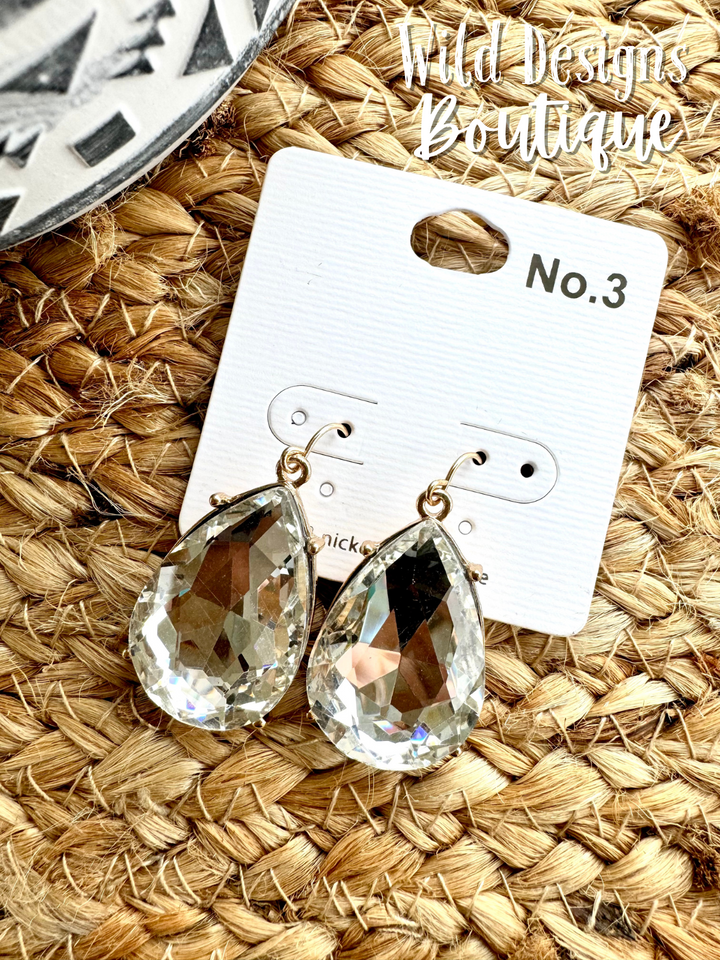 Tatum Crystal Teardrop Earrings Gold