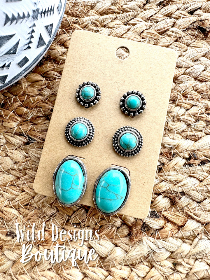 Monroe Turquoise Stud Earring Set