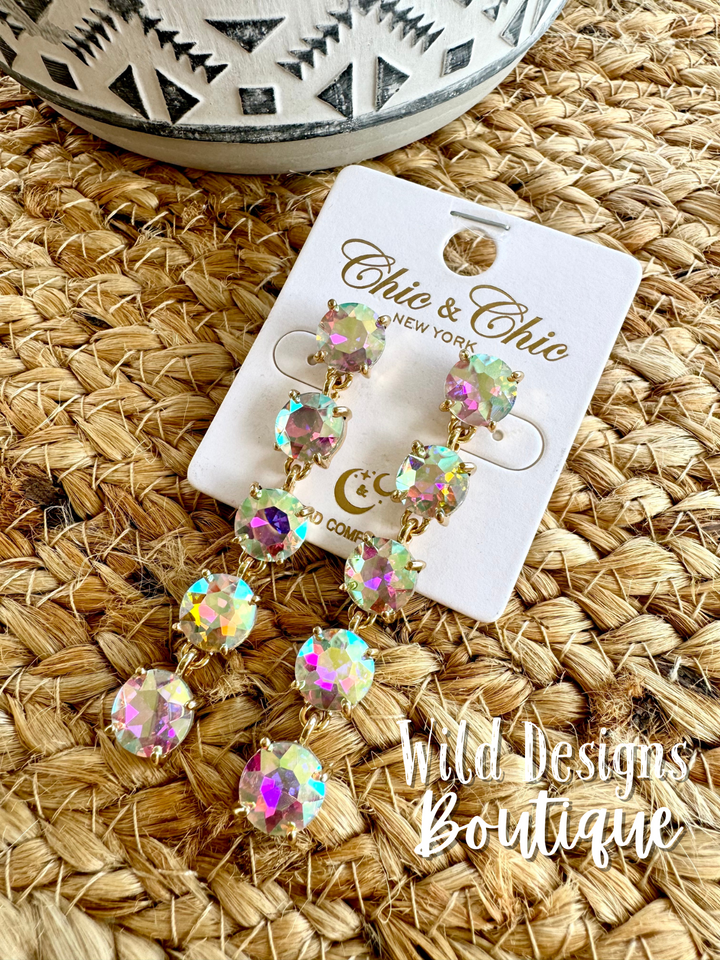 Jessica Crystal Statement Earrings Gold AB