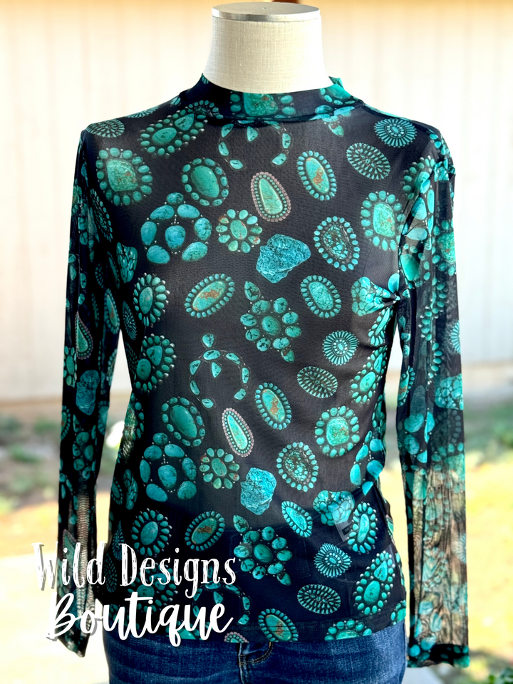 Forever in Turquoise Mesh Layering Top