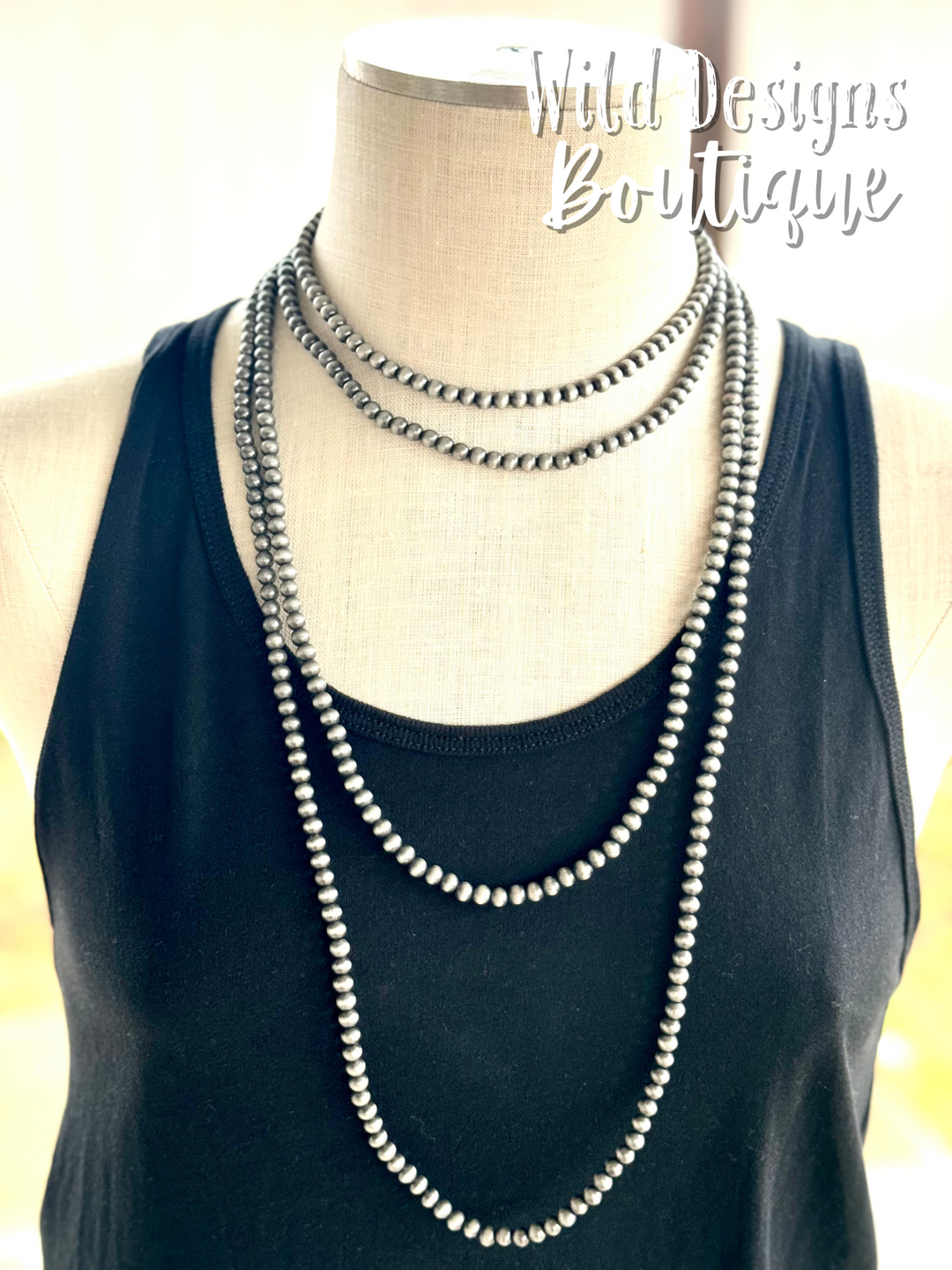 Charlotte Navajo Pearl Beaded Necklace 36”