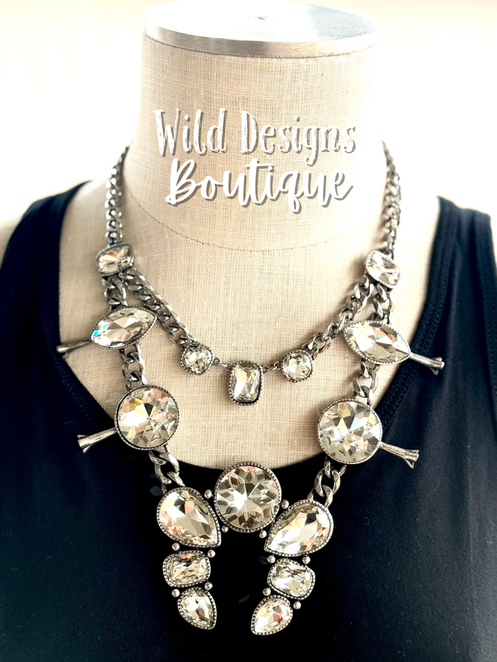 Camila Crystal Squash Blossom Necklace Set Clear