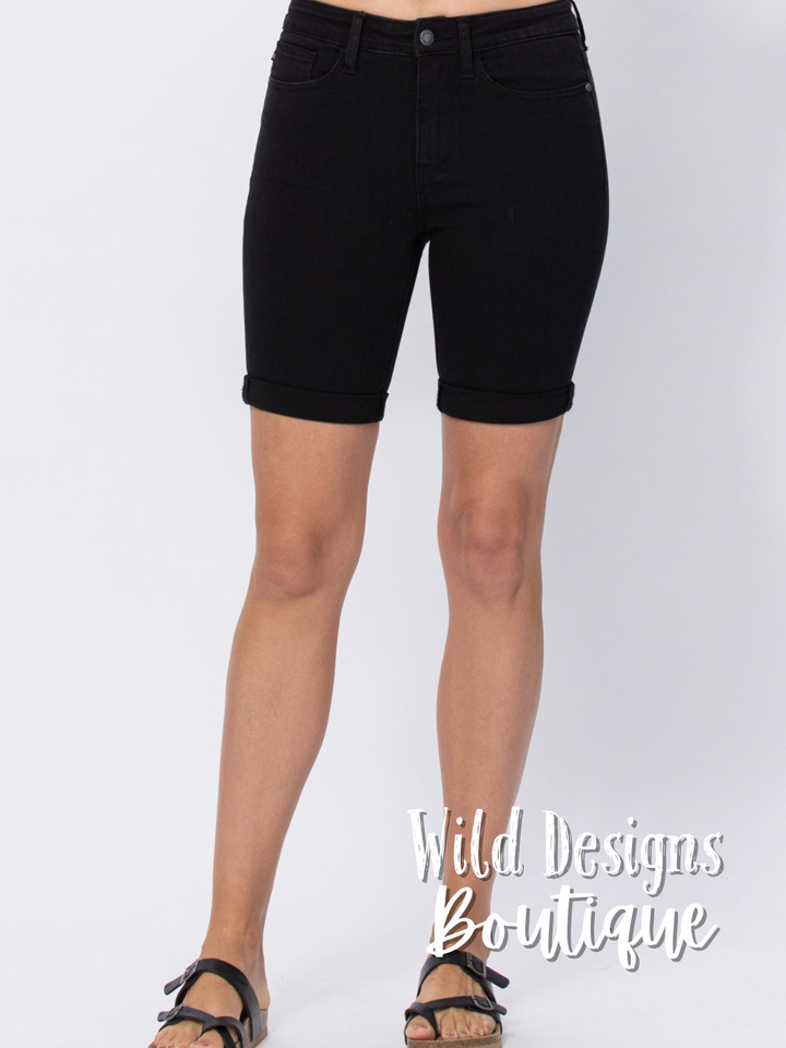 Black Cuffed Bermuda Shorts 150064
