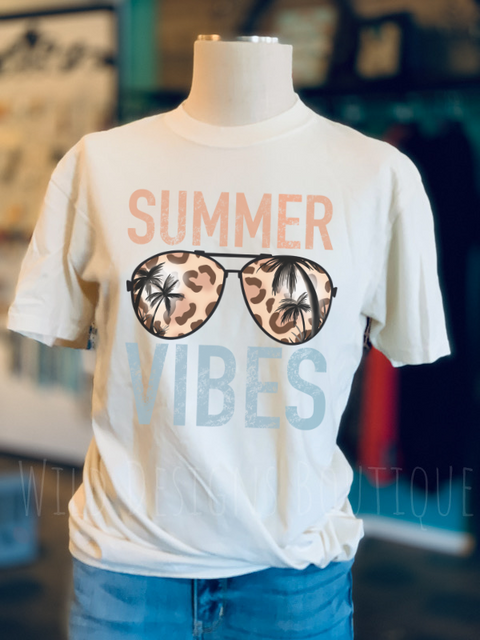 Summer Vibes Leopard Sunglasses Graphic Tee