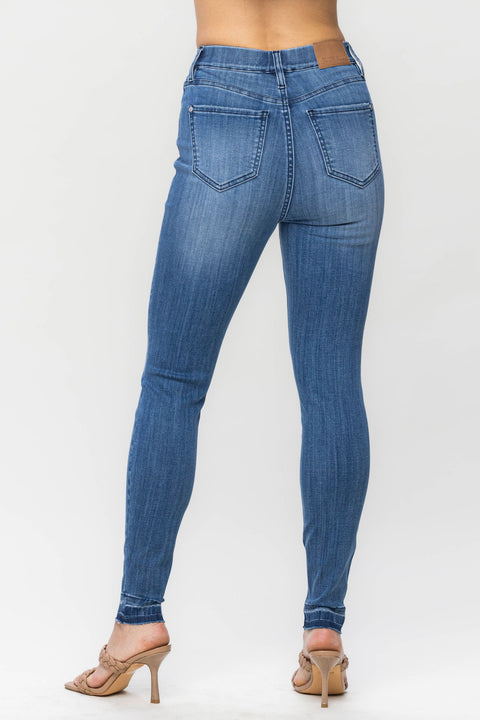 High Waist Released Hem Pull On Skinny Jean 88746