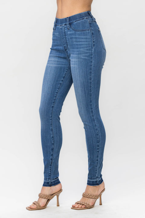 High Waist Released Hem Pull On Skinny Jean 88746