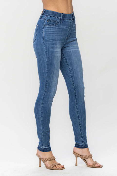 High Waist Released Hem Pull On Skinny Jean 88746