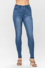 High Waist Released Hem Pull On Skinny Jean 88746