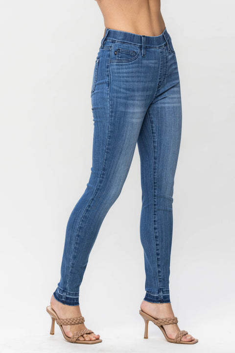 High Waist Released Hem Pull On Skinny Jean 88746