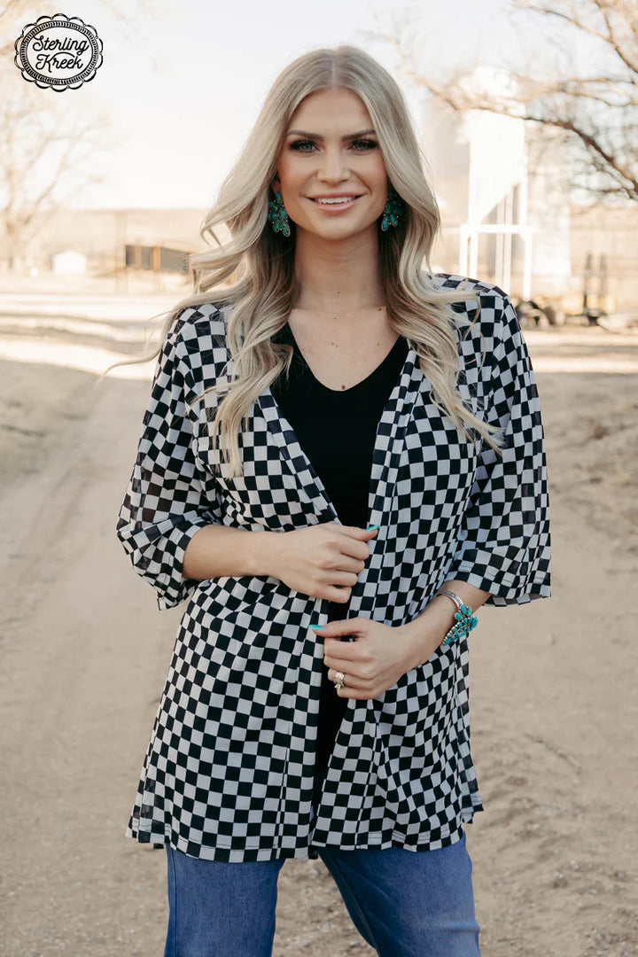 Round the Track Mesh Kimono