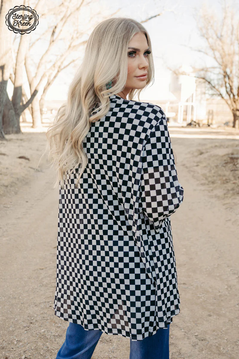 Round the Track Mesh Kimono