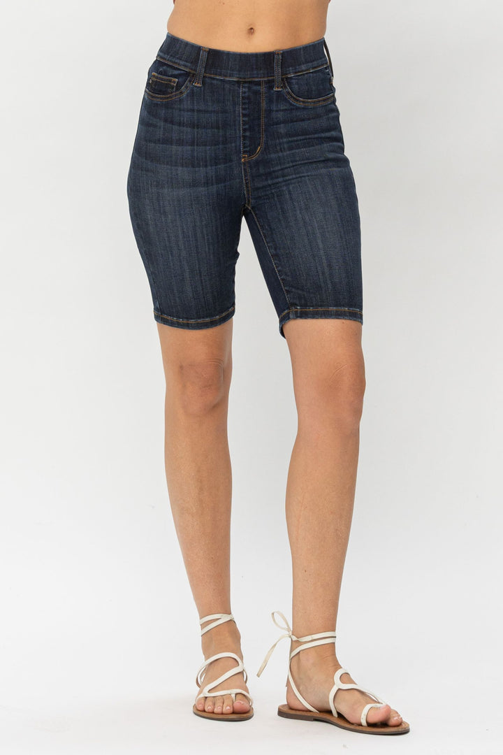 Cassidy Pull On Denim Biker Shorts 150159